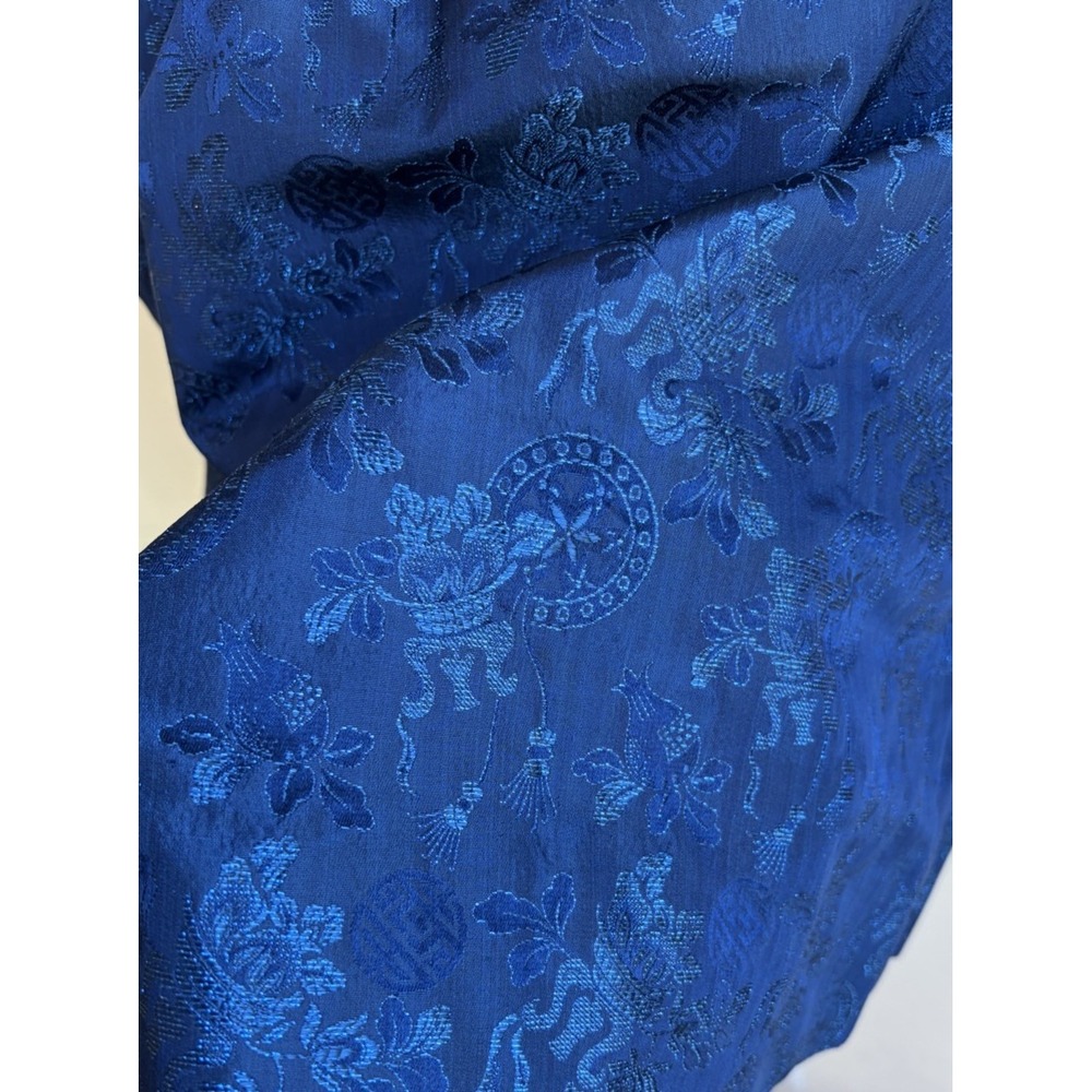 Vintage 60s 70s Handmade Navy Brocade Mini Dress XS S Gothic Victorian Regency - Picture 8 of 14